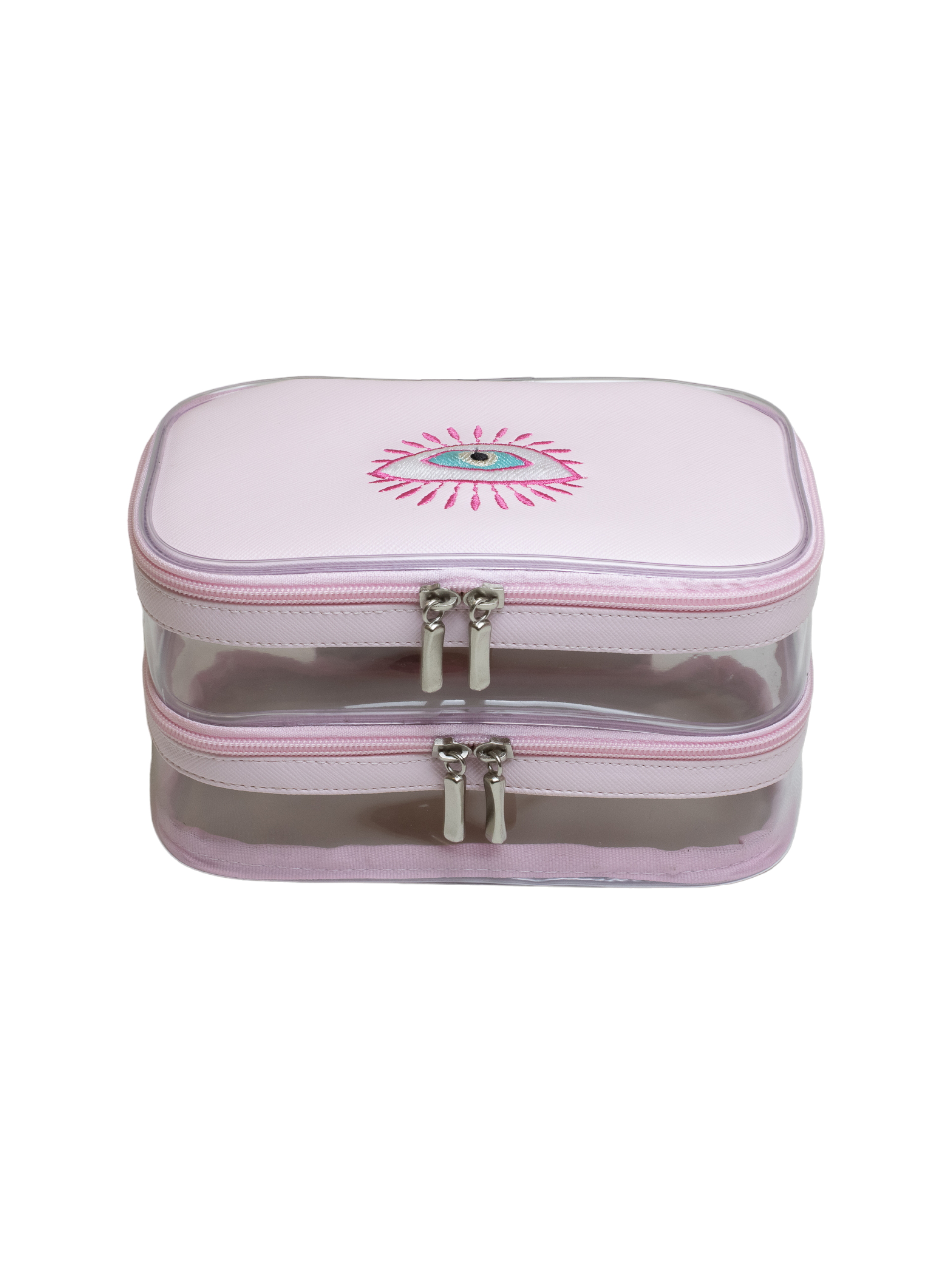 Necessaire Água Marinha - Rosa Bebê Olho Grego