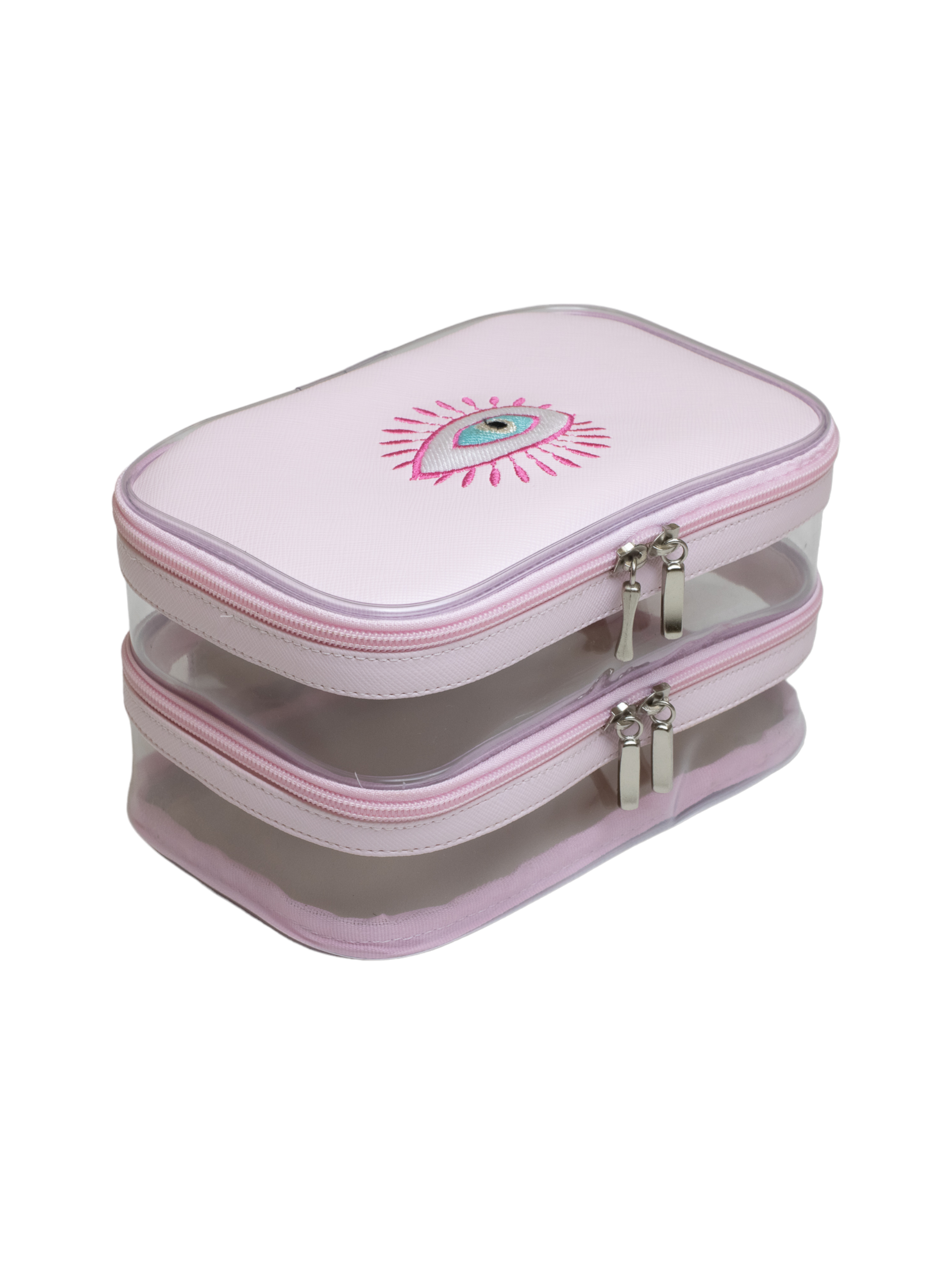 Necessaire Água Marinha - Rosa Bebê Olho Grego