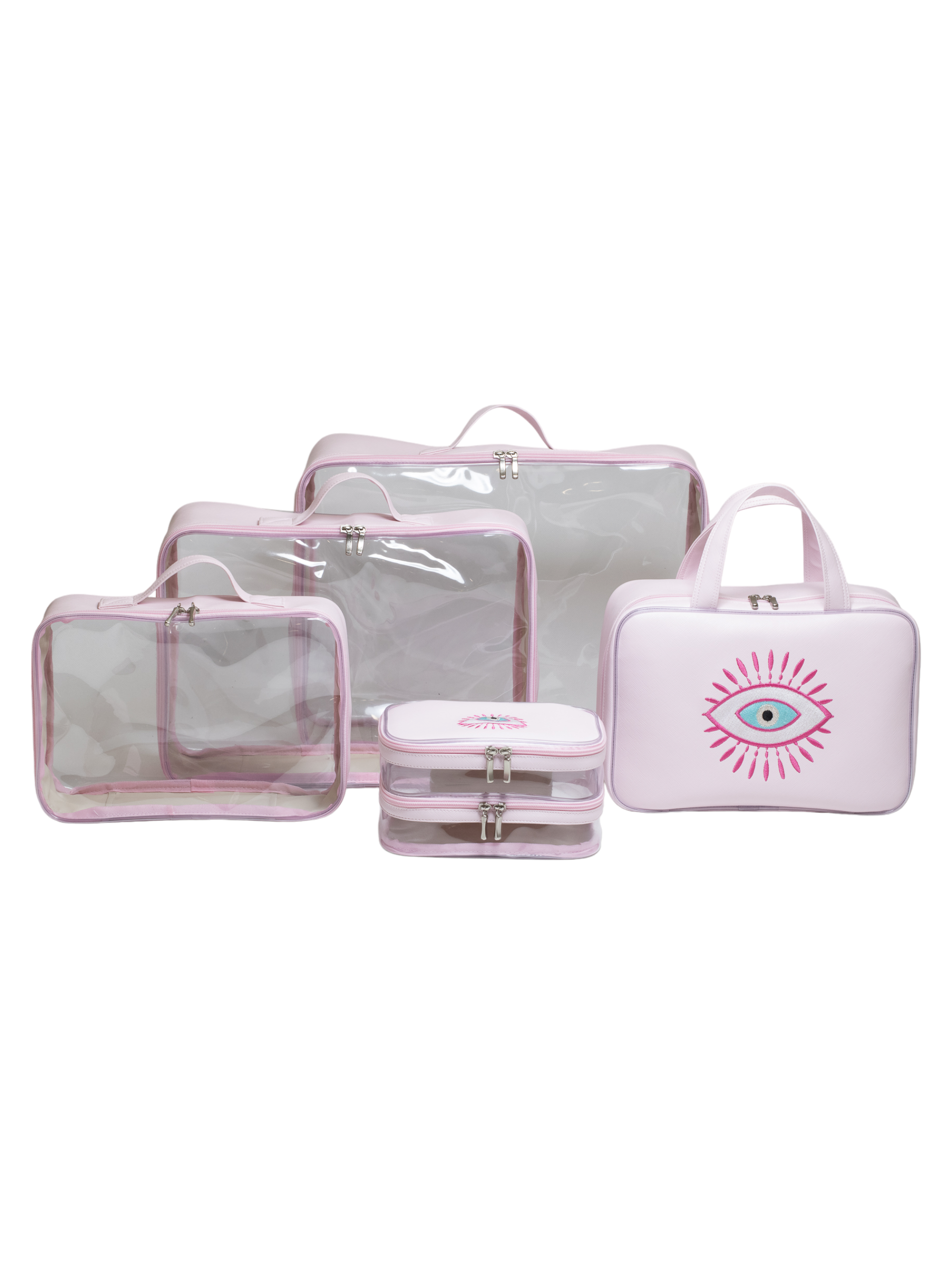 Necessaire e Organizador KIT 1 - Rosa Bebê Olho Grego